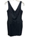 David Meister Size 6 Black & White Linen Sleeveless Contrast Stitch V Neck Dress Black & White / 6