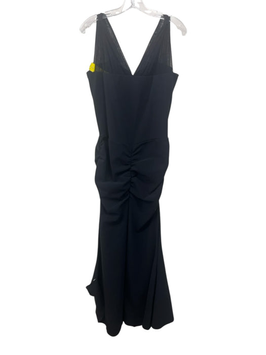 Chiara Boni Size 50/L Navy Blue Sleeveless Mesh Shoulders Ruched Sides Gown Navy Blue / 50/L