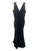 Chiara Boni Size 50/L Navy Blue Sleeveless Mesh Shoulders Ruched Sides Gown Navy Blue / 50/L