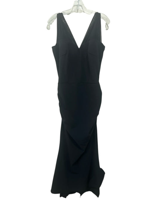 Chiara Boni Size 50/L Navy Blue Sleeveless Mesh Shoulders Ruched Sides Gown Navy Blue / 50/L