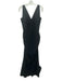 Chiara Boni Size 50/L Navy Blue Sleeveless Mesh Shoulders Ruched Sides Gown Navy Blue / 50/L
