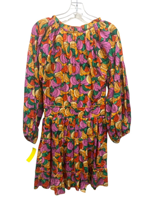 Briton Court Size XS Purple, Yellow, Multi Cotton Poplin Long puff sleeve Dress Purple, Yellow, Multi / XS