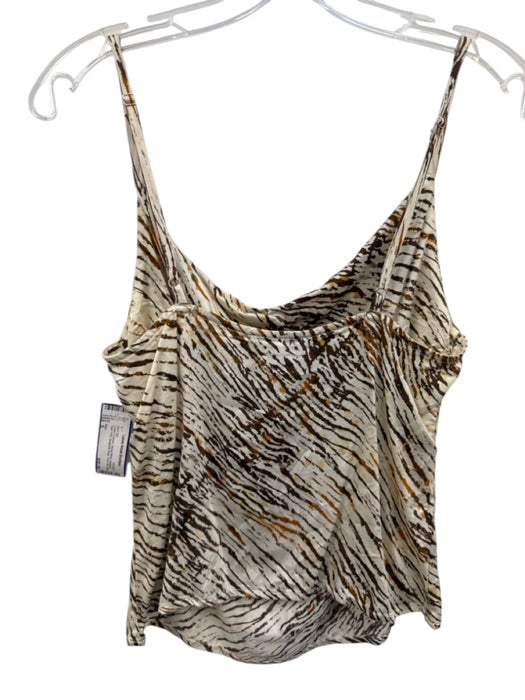 Elan Size S Cream & Brown Modal Blend Abstract Tiger Print Front Slit Skirt Set Cream & Brown / S