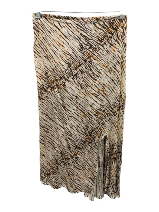 Elan Size S Cream & Brown Modal Blend Abstract Tiger Print Front Slit Skirt Set Cream & Brown / S