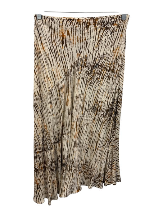 Elan Size S Cream & Brown Modal Blend Abstract Tiger Print Front Slit Skirt Set Cream & Brown / S