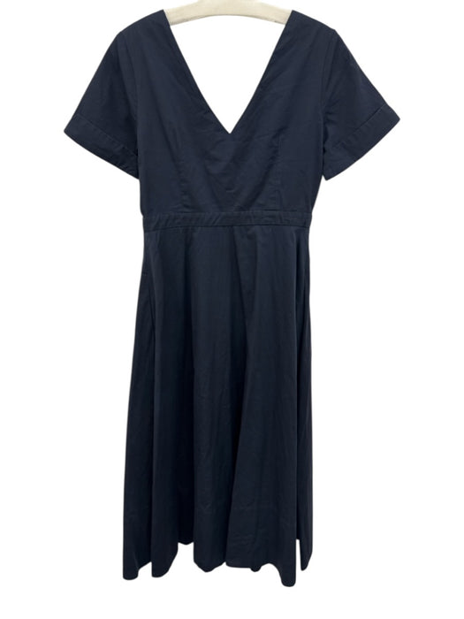 Tuckernuck Size S Navy Blue Cotton Short Cuff Sleeve V Neck Button Front Dress Navy Blue / S