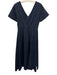 Tuckernuck Size S Navy Blue Cotton Short Cuff Sleeve V Neck Button Front Dress Navy Blue / S