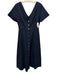 Tuckernuck Size S Navy Blue Cotton Short Cuff Sleeve V Neck Button Front Dress Navy Blue / S