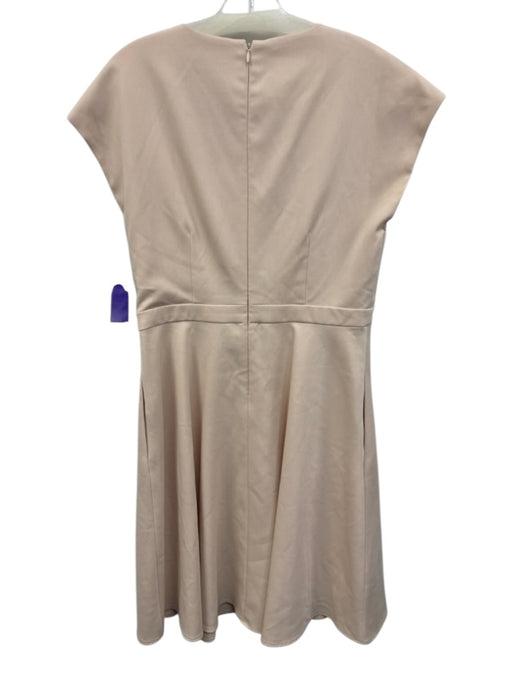 Gal Meets Glam Size 10P Cream Beige Polyester Blend Cap Sleeve Wrap V Neck Dress Cream Beige / 10P