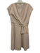 Gal Meets Glam Size 10P Cream Beige Polyester Blend Cap Sleeve Wrap V Neck Dress Cream Beige / 10P