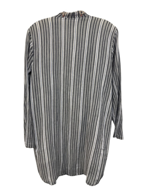 Karyn Seo Size Medium Blue, White & Peach Cotton Striped Open Front Jacket Blue, White & Peach / Medium