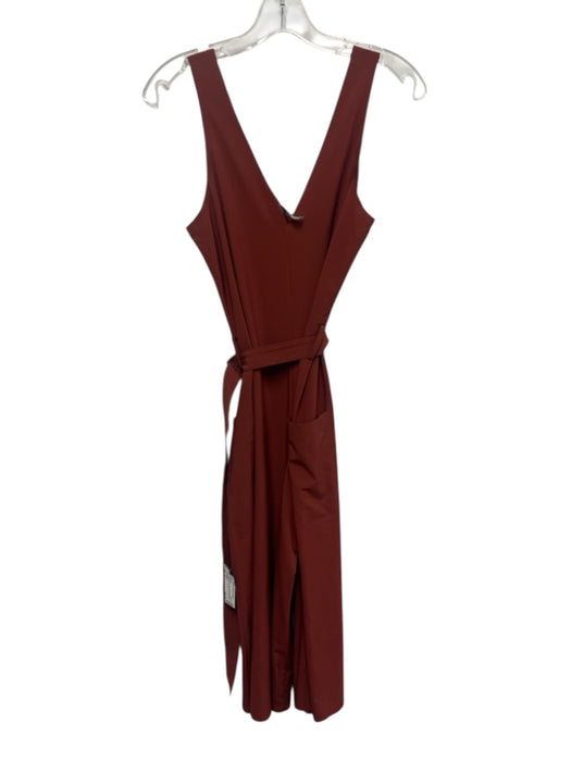 Athleta Size S Brick Red Polyester Blend Sleeveless V Neck Athletic Jumpsuit Brick Red / S