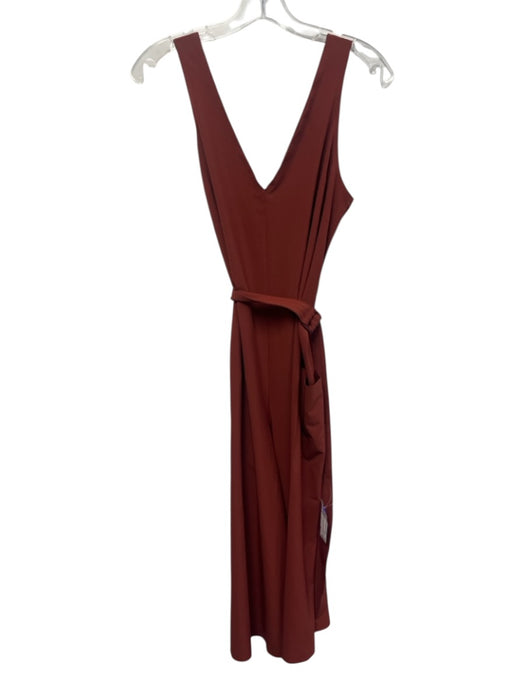 Athleta Size S Brick Red Polyester Blend Sleeveless V Neck Athletic Jumpsuit Brick Red / S