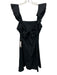 Aqua Size M Black Cotton & Linen Eyelet Ruffle Shoulder Detail Sleeveless Dress Black / M