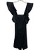 Aqua Size M Black Cotton & Linen Eyelet Ruffle Shoulder Detail Sleeveless Dress Black / M