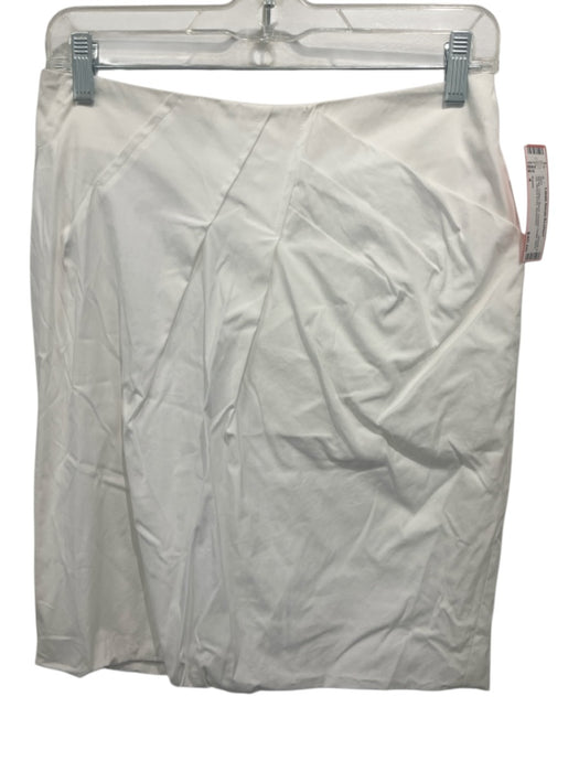 Gunex Size 4 White Cotton Blend Pleated Detail Back Zip Above knee Skirt White / 4
