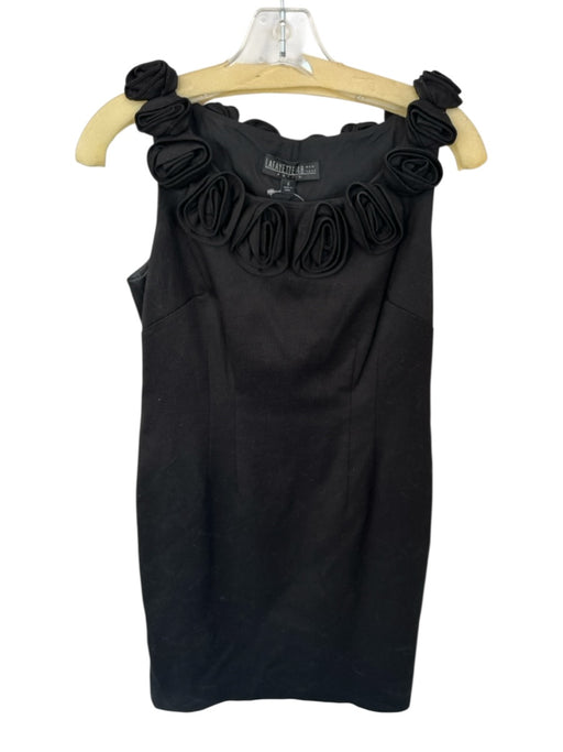 Lafayette 148 Size 6 Black Cotton Blend Sleeveless Flower Application Dress Black / 6