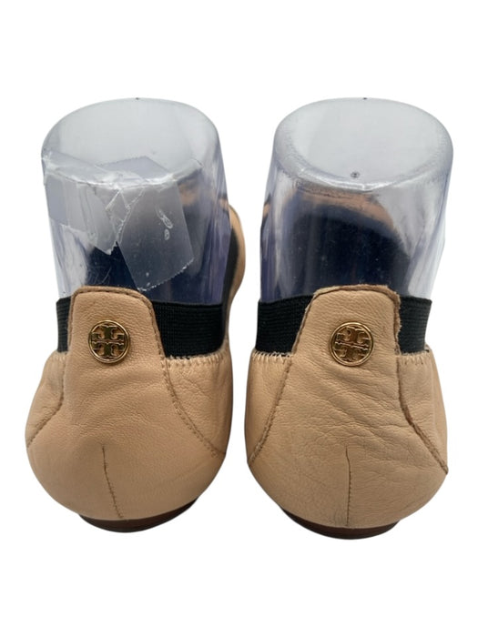 Tory Burch Shoe Size 7 Beige & Black Leather Cap Toe Elastane Ballet Flats Beige & Black / 7