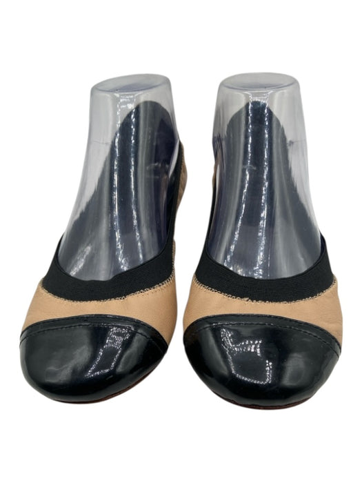 Tory Burch Shoe Size 7 Beige & Black Leather Cap Toe Elastane Ballet Flats Beige & Black / 7