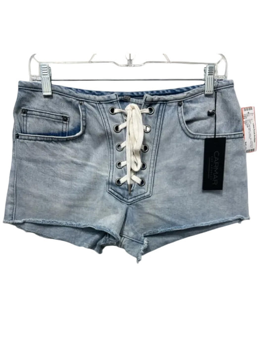 Carmar Size 27 Light Wash Cotton Mid Rise lace up Cut Off Mini Shorts Light Wash / 27