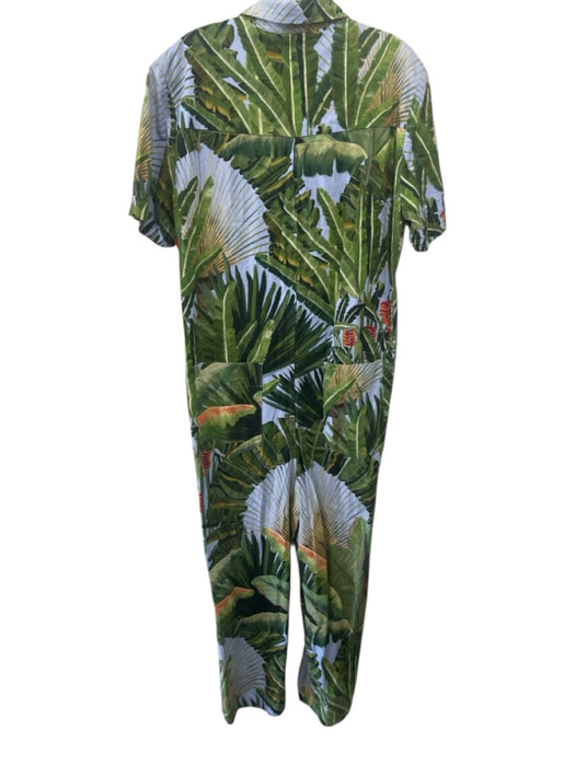 Farm Rio Size S Green, Blue, Orange Linen Blend Palm Frond Print Jumpsuit Green, Blue, Orange / S