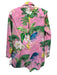 Farm Rio Size XS Pink, Green, Yellow Cotton Shoulder Pads Tropical Sash Romper Pink, Green, Yellow / XS