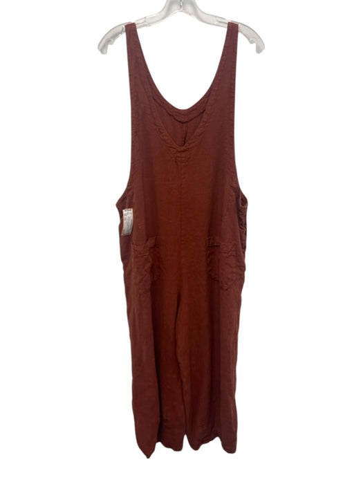 Ready Trading Size S/M Brown Red Linen Sleeveless Pockets No zipper Jumper Brown Red / S/M