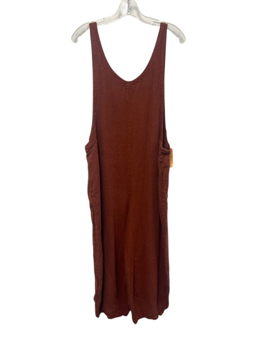 Ready Trading Size S/M Brown Red Linen Sleeveless Pockets No zipper Jumper Brown Red / S/M