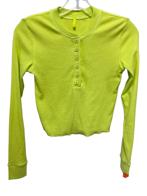 SKIMS Size Est. XS/S Neon Green Modal Blend Ribbed Spandex Long Sleeve Short Set Neon Green / Est. XS/S