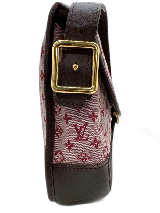 Louis Vuitton Brown, Red, Cream Canvas & Leather Buckle clasp LV Monogram Bag Brown, Red, Cream / S