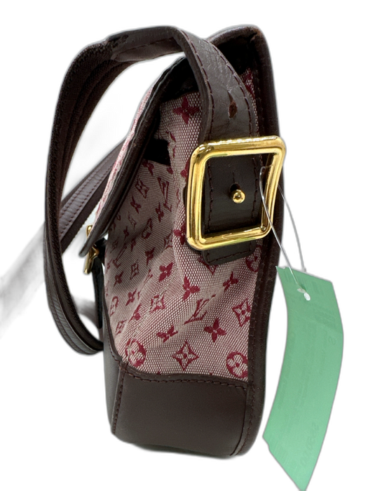Louis Vuitton Brown, Red, Cream Canvas & Leather Buckle clasp LV Monogram Bag Brown, Red, Cream / S