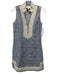 Sail To Sable Size XS Navy, White & Gold Linen Sleeveless V Neck Dress Navy, White & Gold / XS