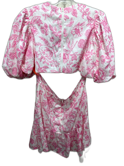 Cake for Dinner Size S Pink & White Lyocell Half Balloon Sleeve Floral Dress Pink & White / S