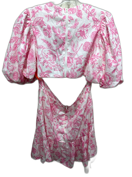 Cake for Dinner Size S Pink & White Lyocell Half Balloon Sleeve Floral Dress Pink & White / S