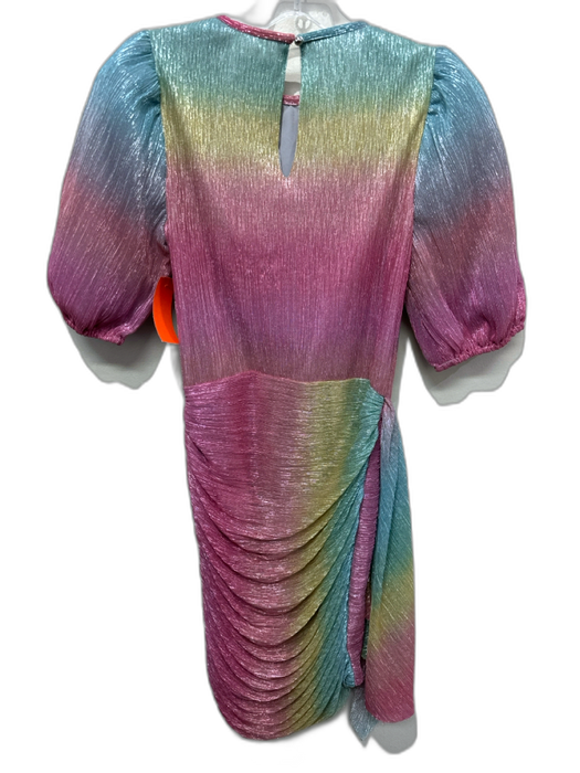Saylor Size S Pink, Blue, Green Polyester Blend Half Puff Sleeve Rainbow Dress Pink, Blue, Green / S
