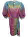 Saylor Size S Pink, Blue, Green Polyester Blend Half Puff Sleeve Rainbow Dress Pink, Blue, Green / S
