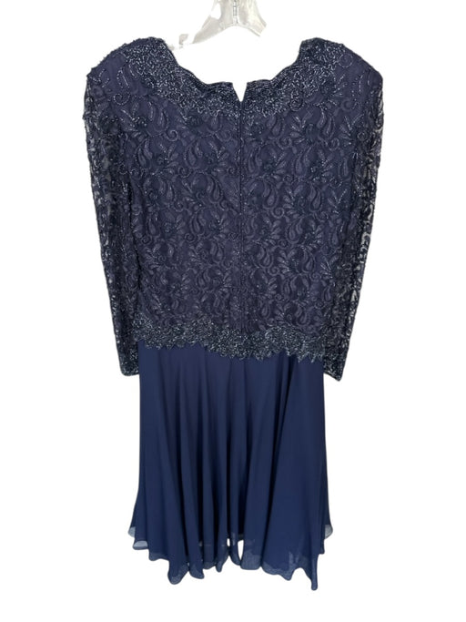 Brilliante Size XL Navy Polyester & Rayon Beads Long Sleeve Scoop Neck Gown Navy / XL