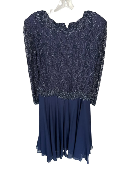 Brilliante Size XL Navy Polyester & Rayon Beads Long Sleeve Scoop Neck Gown Navy / XL