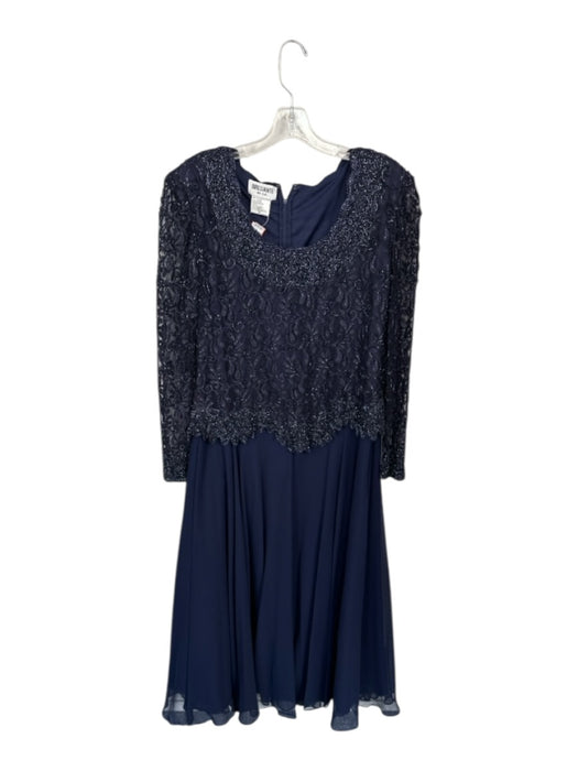 Brilliante Size XL Navy Polyester & Rayon Beads Long Sleeve Scoop Neck Gown Navy / XL