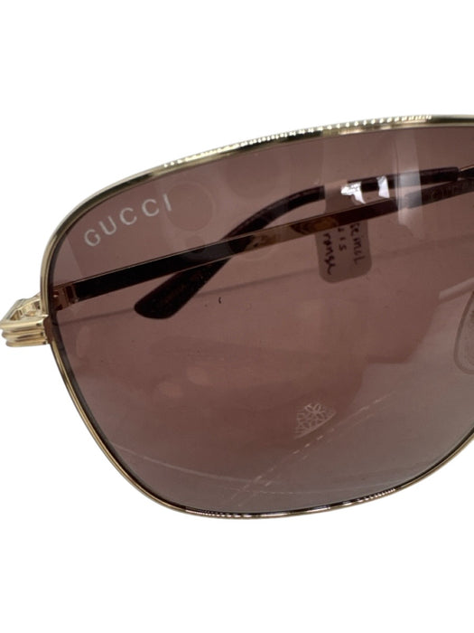 Gucci Gold Metal Frame Oversized Square Sunglasses Gold