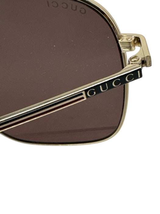 Gucci Gold Metal Frame Oversized Square Sunglasses Gold