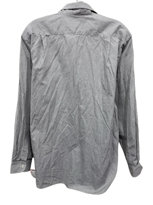 Burberry Size 14 Light Gray & White Cotton Checked Long Sleeve Button Down Top Light Gray & White / 14