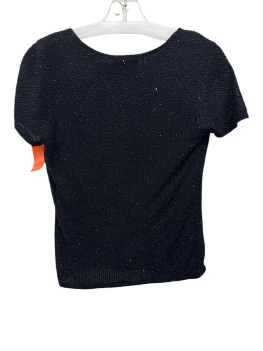 Donna Karan Size M Black Silk Beaded short sleeve Top Black / M