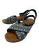 Saint Laurent Shoe Size 40.5 Blue & Brown Denim Wooden Sole Studded Sandals Blue & Brown / 40.5