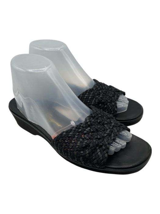 Salvatore Ferragamo Shoe Size 41 Black Leather & Textile Foam Sole Woven Sandals Black / 41