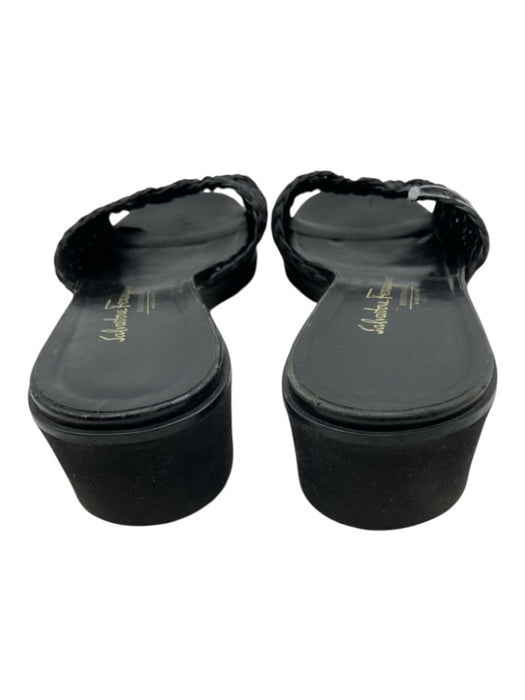 Salvatore Ferragamo Shoe Size 41 Black Leather & Textile Foam Sole Woven Sandals Black / 41