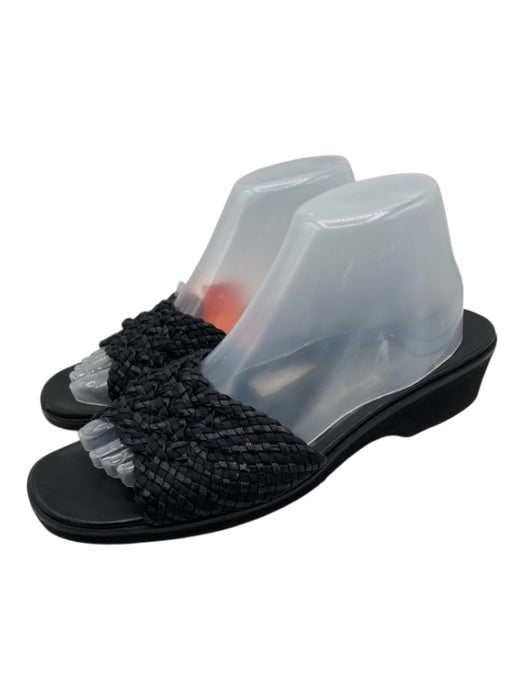 Salvatore Ferragamo Shoe Size 41 Black Leather & Textile Foam Sole Woven Sandals Black / 41