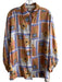 Rodier Size Est M Blue, Aqua & Multi Silk Button Down Long Sleeve Collared Top Blue, Aqua & Multi / Est M