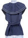 Tory Burch Size 6 Navy Blue & White Viscose Blend Ruffle Cap Sleeve Wrap Top Navy Blue & White / 6