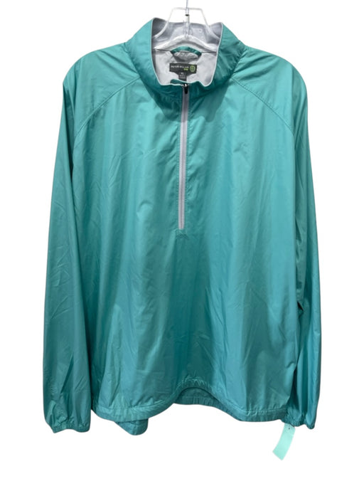 Peter Millar Size XL Teal Synthetic Solid Windbreaker Men's Long Sleeve Shirt Teal / XL